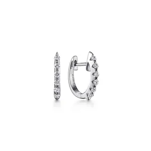 Gabriel & Co 14k White Gold Scalloped Diamond Huggie Hoop Earrings - .23cttw