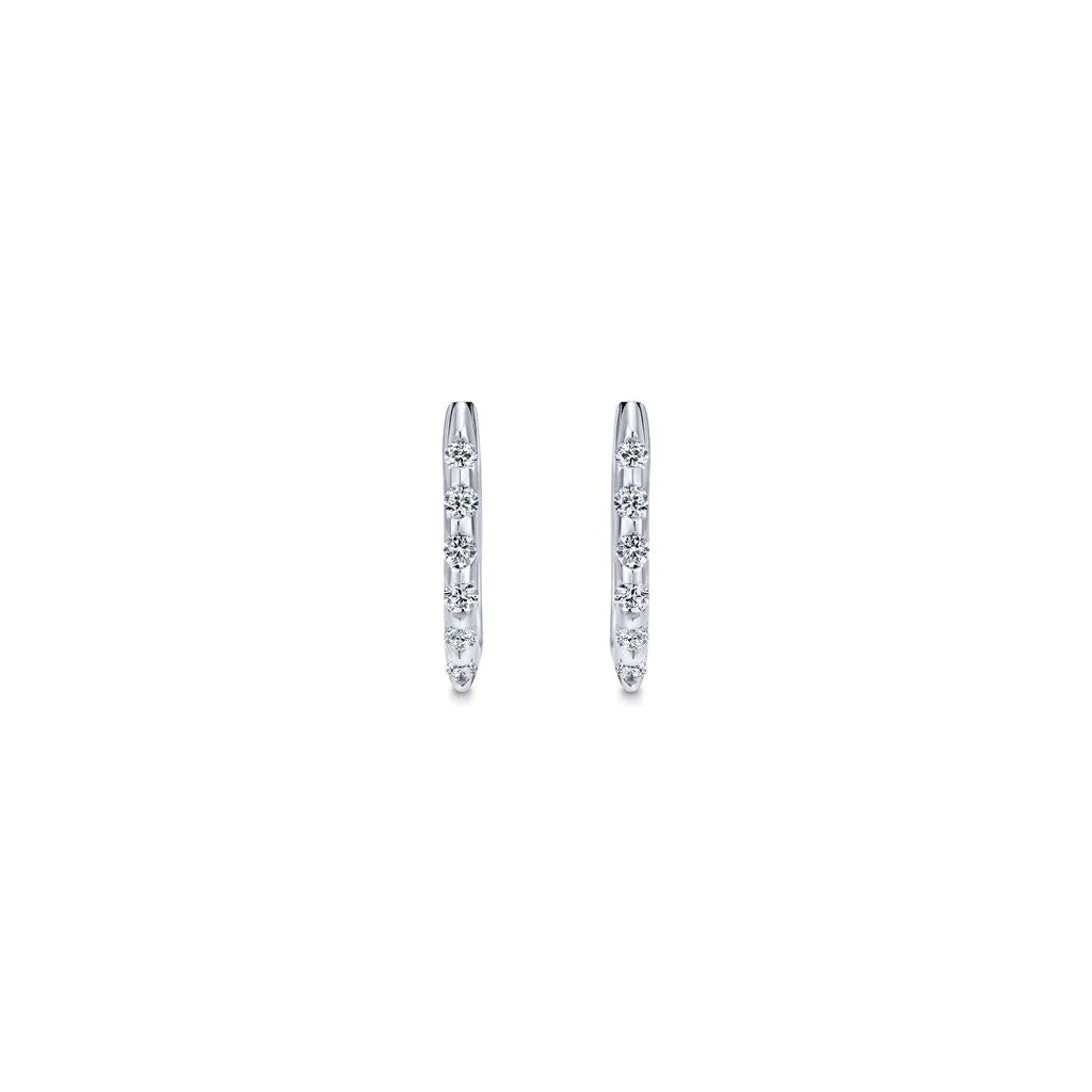 Gabriel & Co 14k White Gold Scalloped Diamond Huggie Hoop Earrings - .23cttw