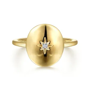 Gabriel & Co. Oval Medallion Ring with Diamond Star Center