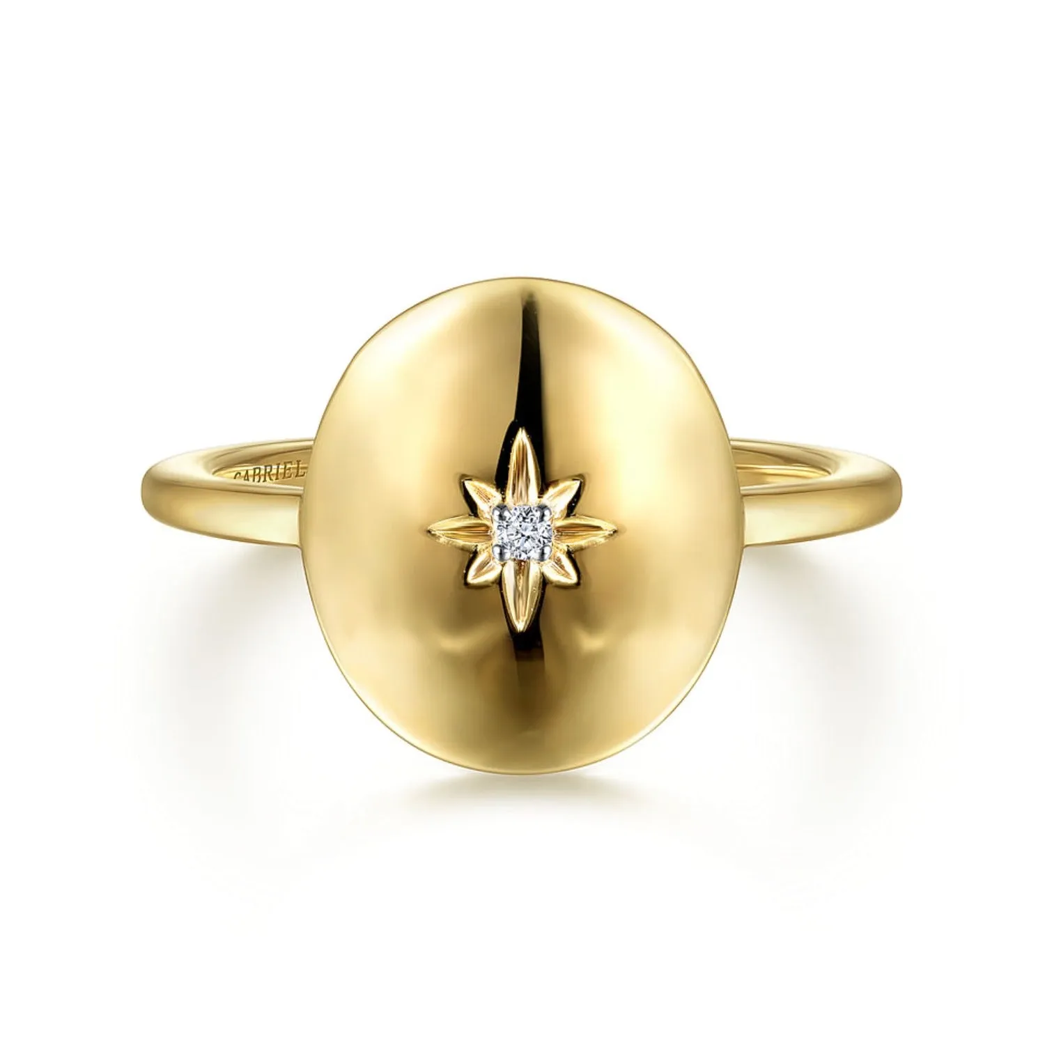 Gabriel & Co. Oval Medallion Ring with Diamond Star Center