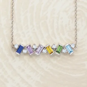 Gemstone & Diamond Bar Family Necklace