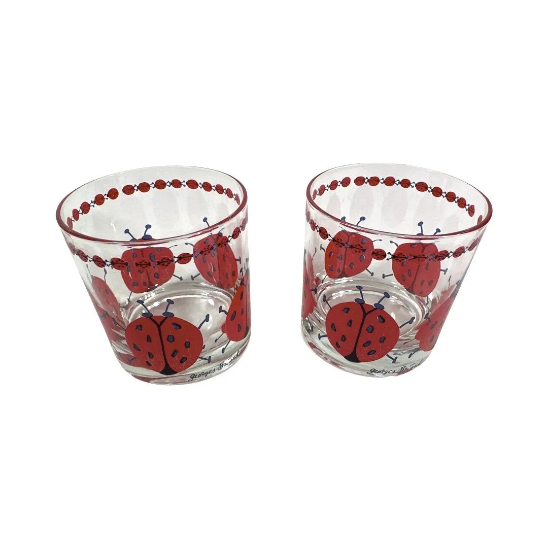 Georges Briard Signed Mid-Century Lady Bug Glasses (Set of 2)