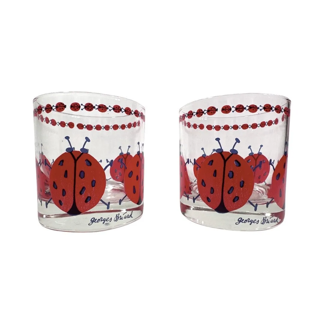 Georges Briard Signed Mid-Century Lady Bug Glasses (Set of 2)