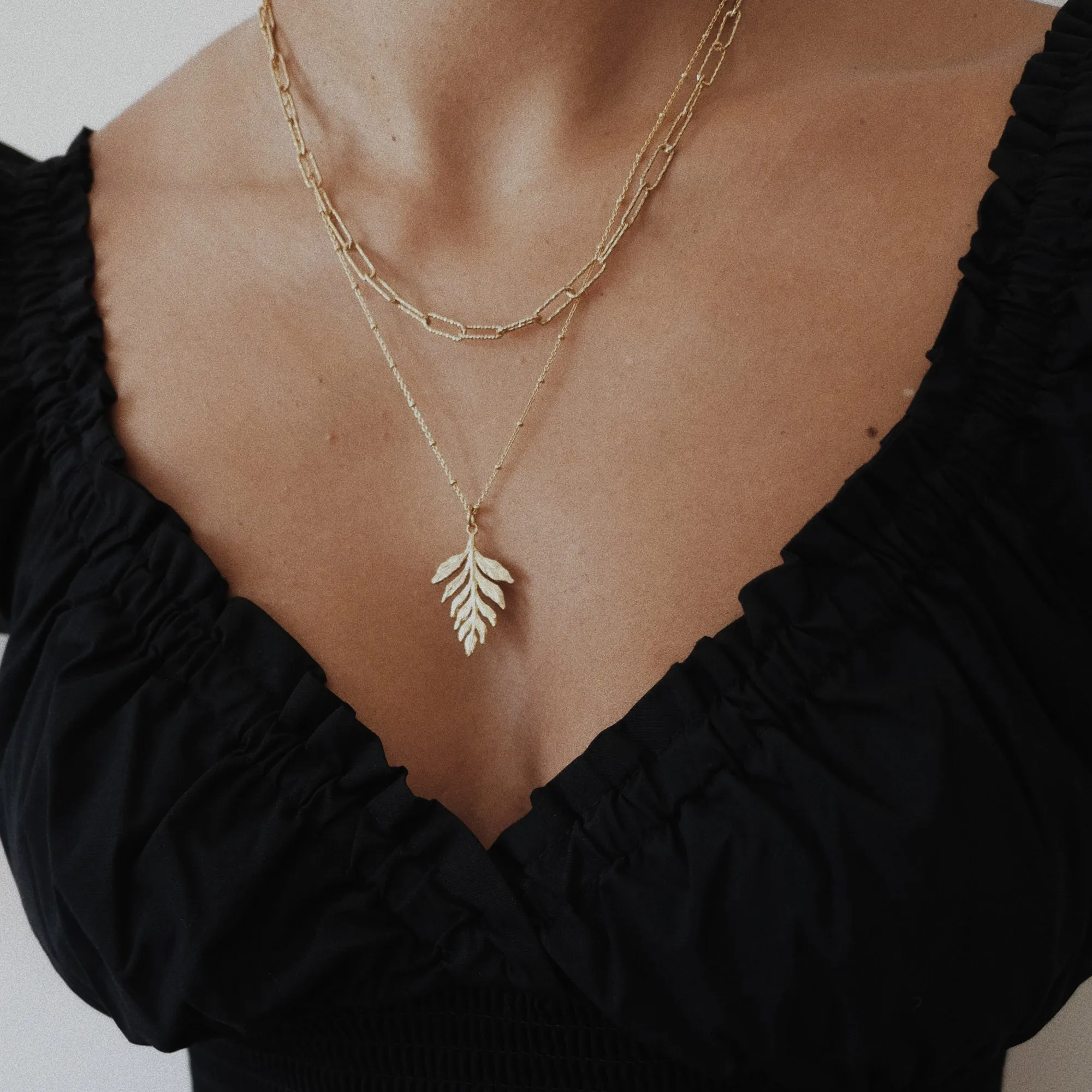 Gold Fern Drop Pendant