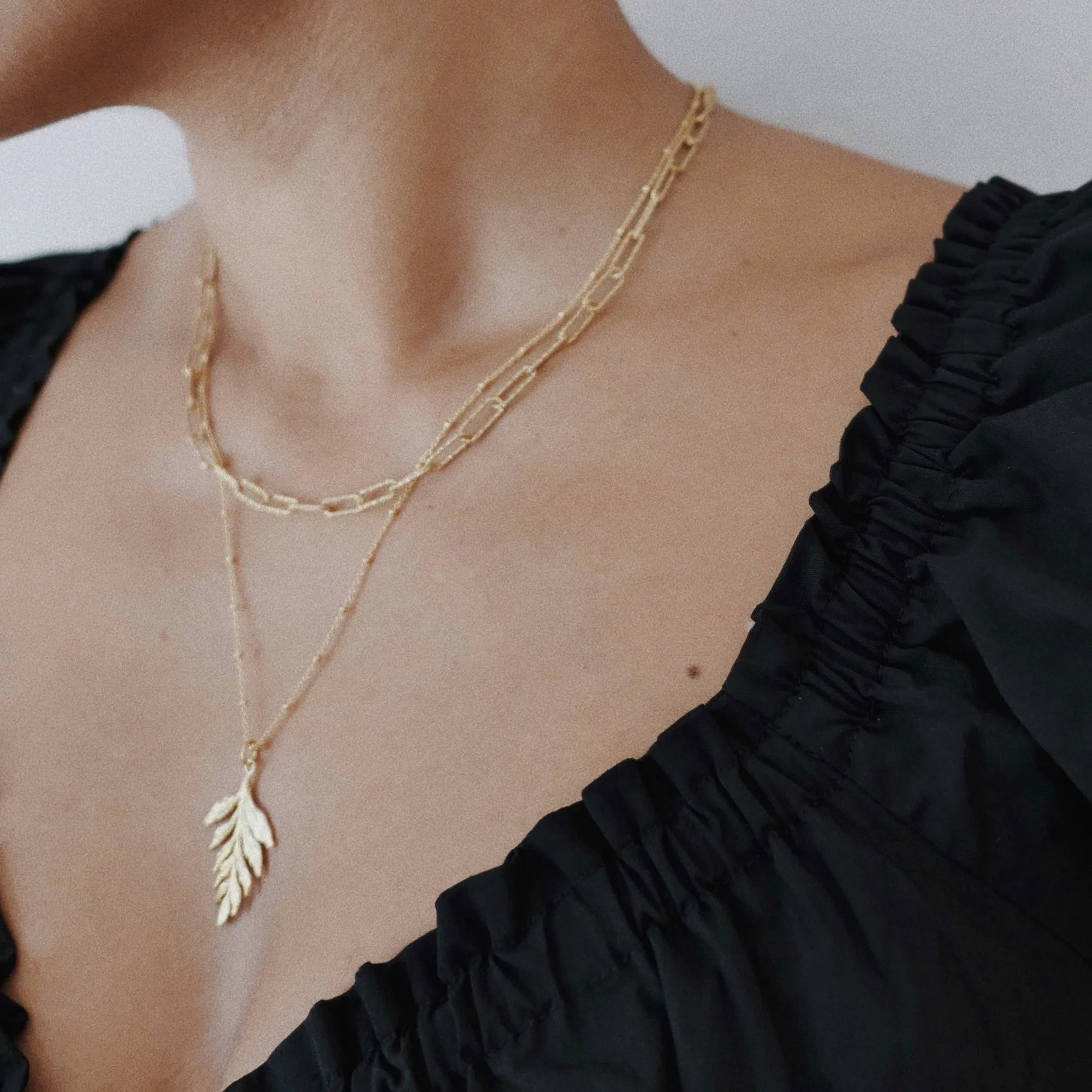 Gold Fern Drop Pendant