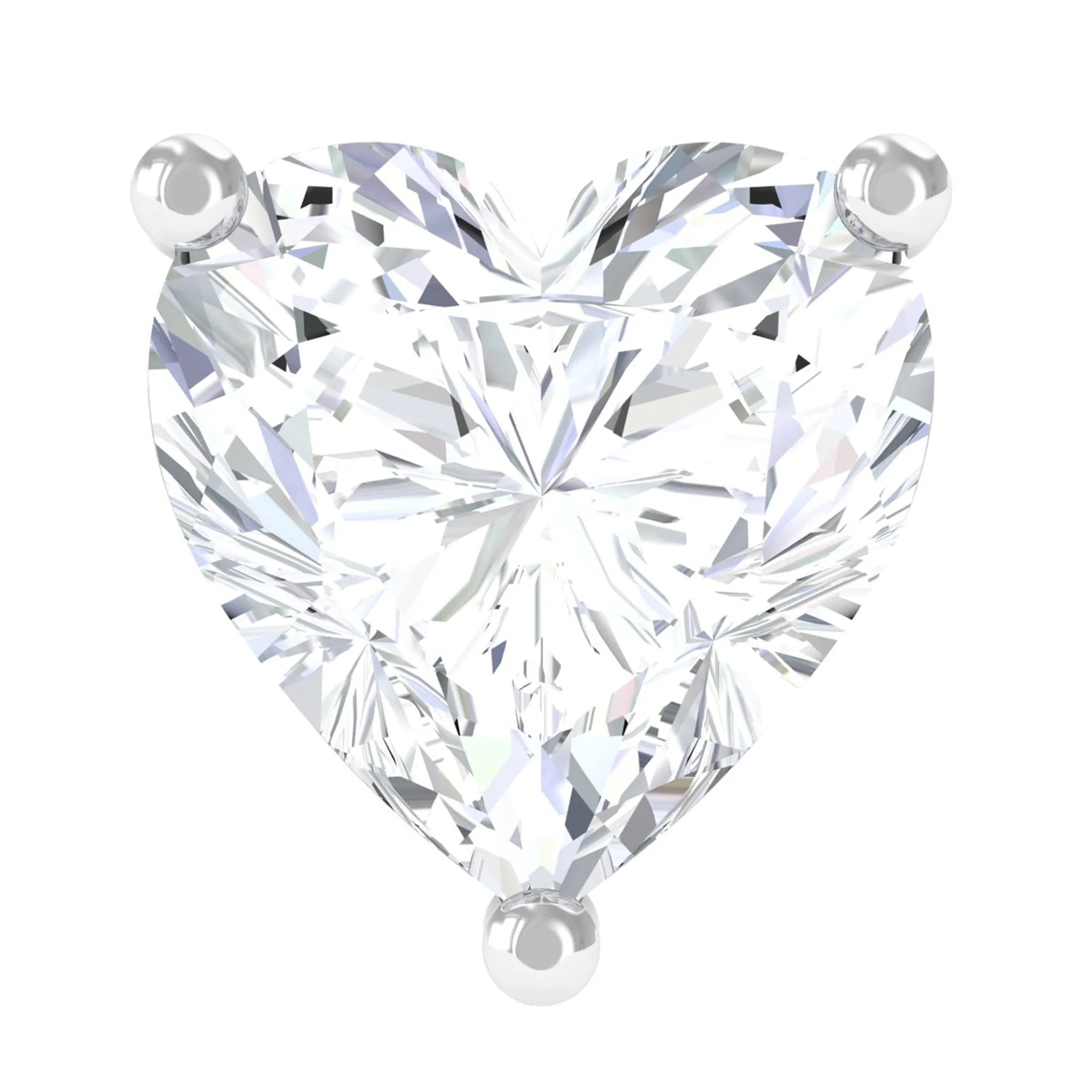 Heart Shape Diamond Solitaire Earring with Flat Back