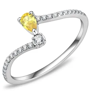 High polished (no plating) Stainless Steel Ring with AAA Grade CZ in Topaz for Women Style DA115