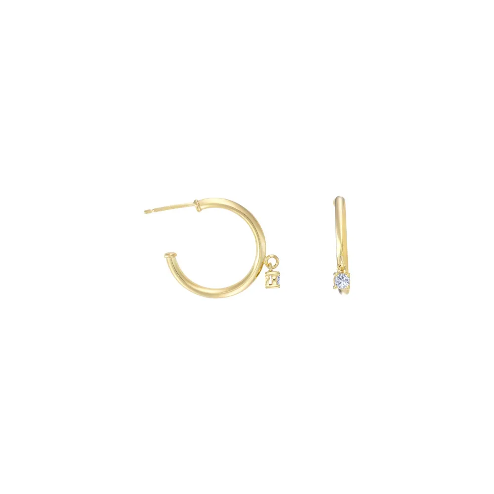 Hoop Earrings with Diamond Drop