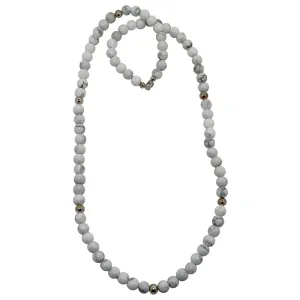 Howlite Necklace Long White Meditation Gemstone Claspless