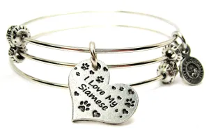 I Love My Siamese Triple Style Expandable Bangle Bracelet