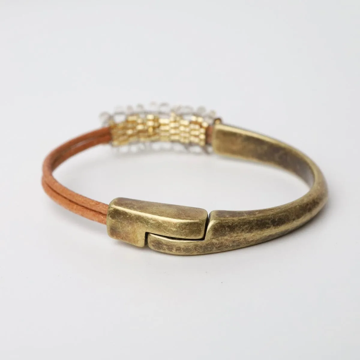 Imperial Topaz with Vermeil On 2 Stand Leather Bracelet