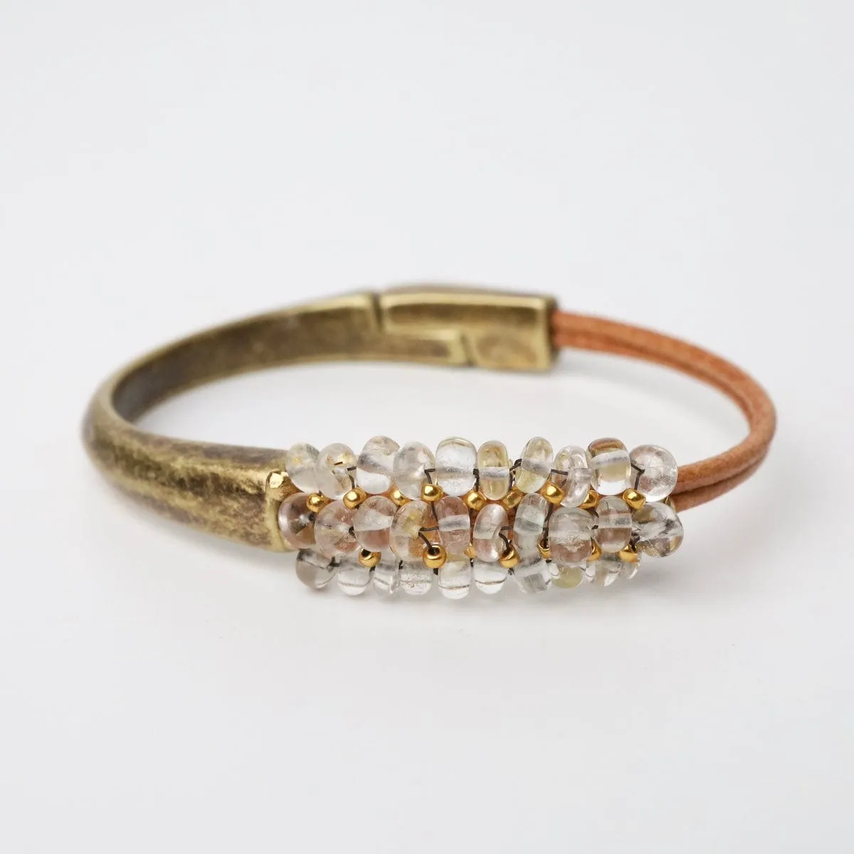 Imperial Topaz with Vermeil On 2 Stand Leather Bracelet