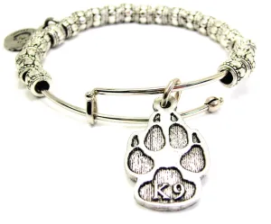 K9 Paw Print Metal Beaded Bracelet