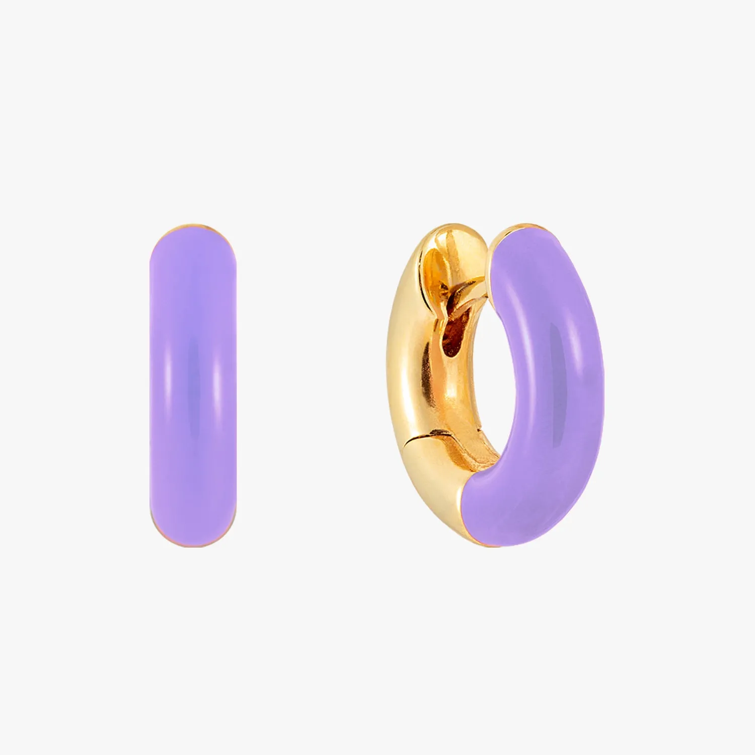 Lavender Mini Bold Enamel Huggie Earrings