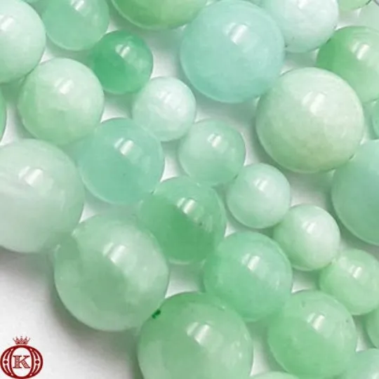 Light Green Jade Beads Smooth Round