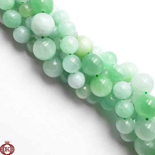 Light Green Jade Beads Smooth Round