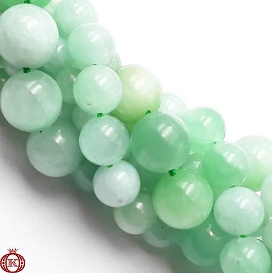 Light Green Jade Beads Smooth Round