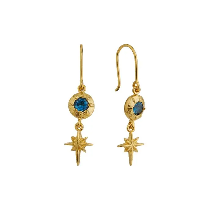 London Blue Topaz & Gold Vermeil Drop Earrings - "Guiding Star"