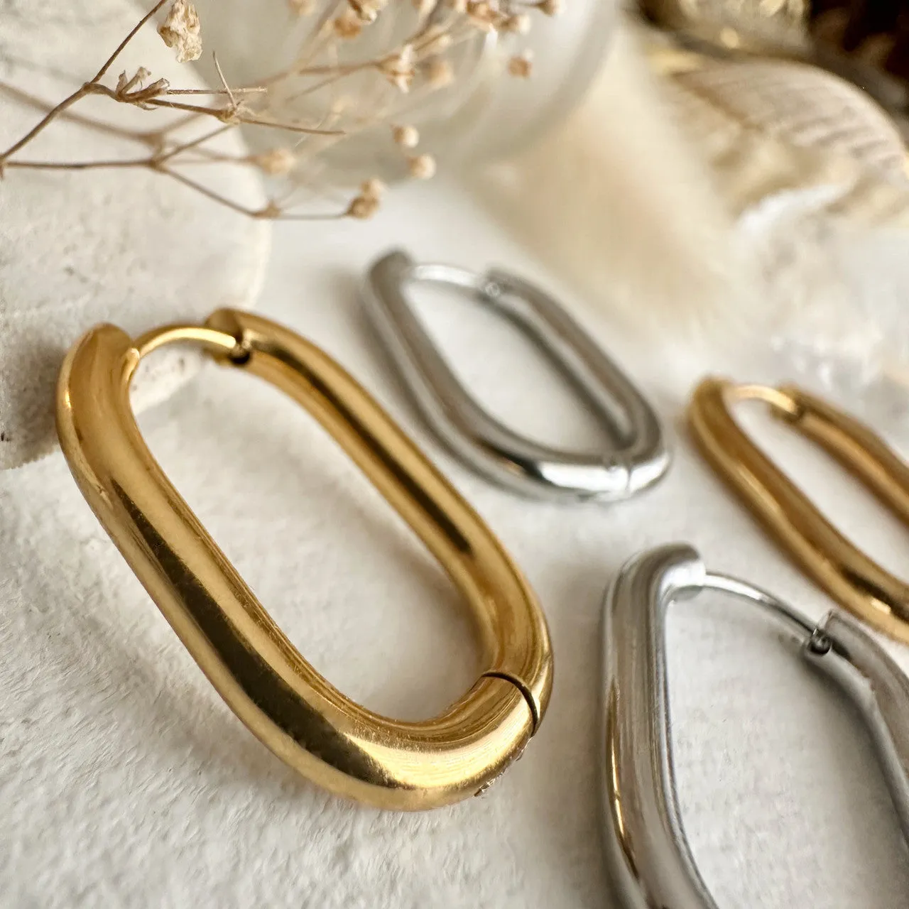 Lucille Oblong Hinge Hoop Earrings