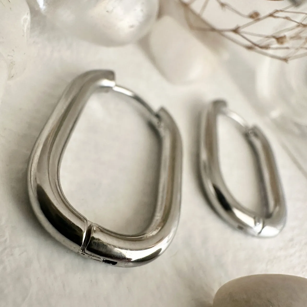 Lucille Oblong Hinge Hoop Earrings