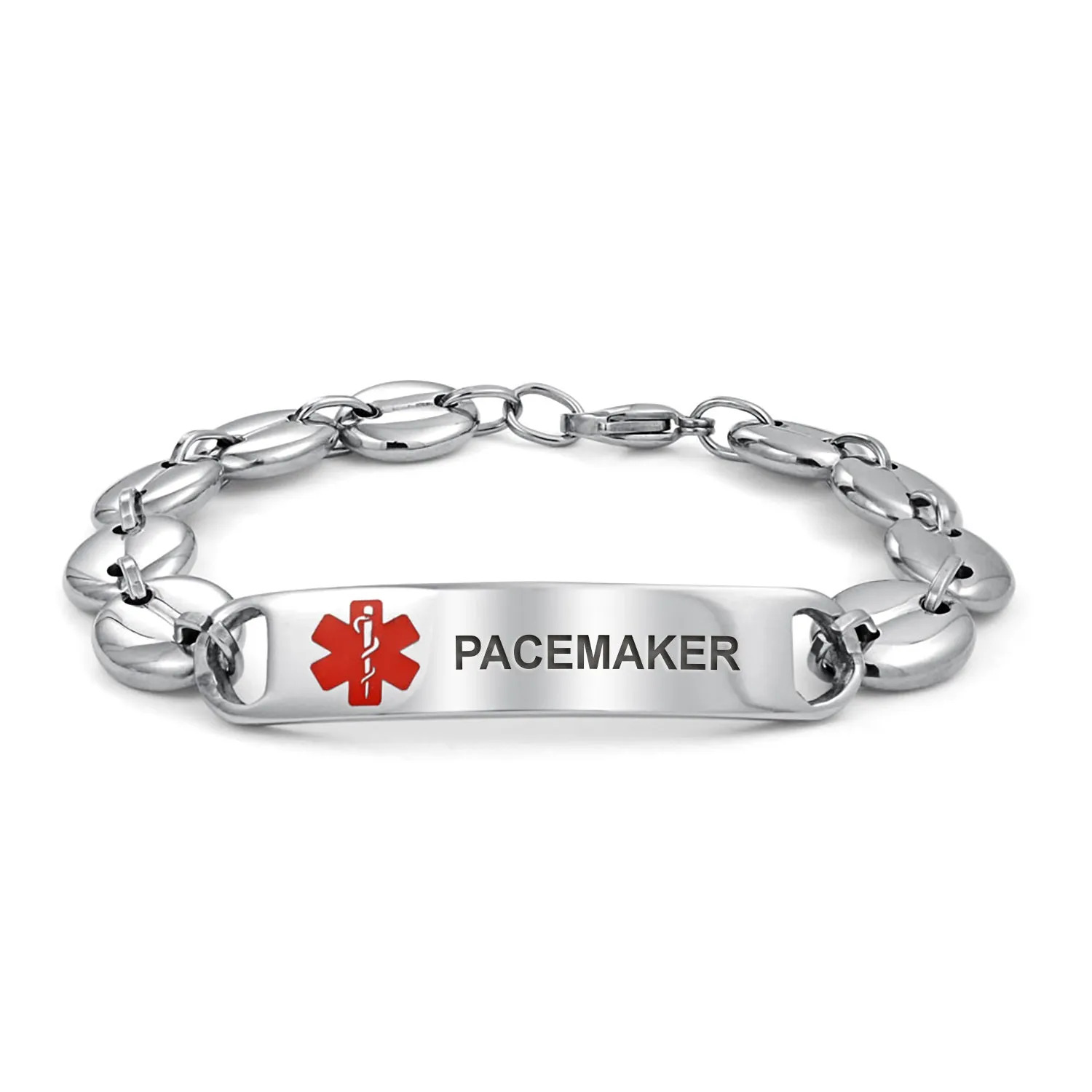 Medical ID Bracelet for Men - Marina Anchor Mariner Silver Tone Stainless Steel