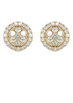 Mens Stud Diamond Earrings | 1.17 Carats 14K Yellow Gold