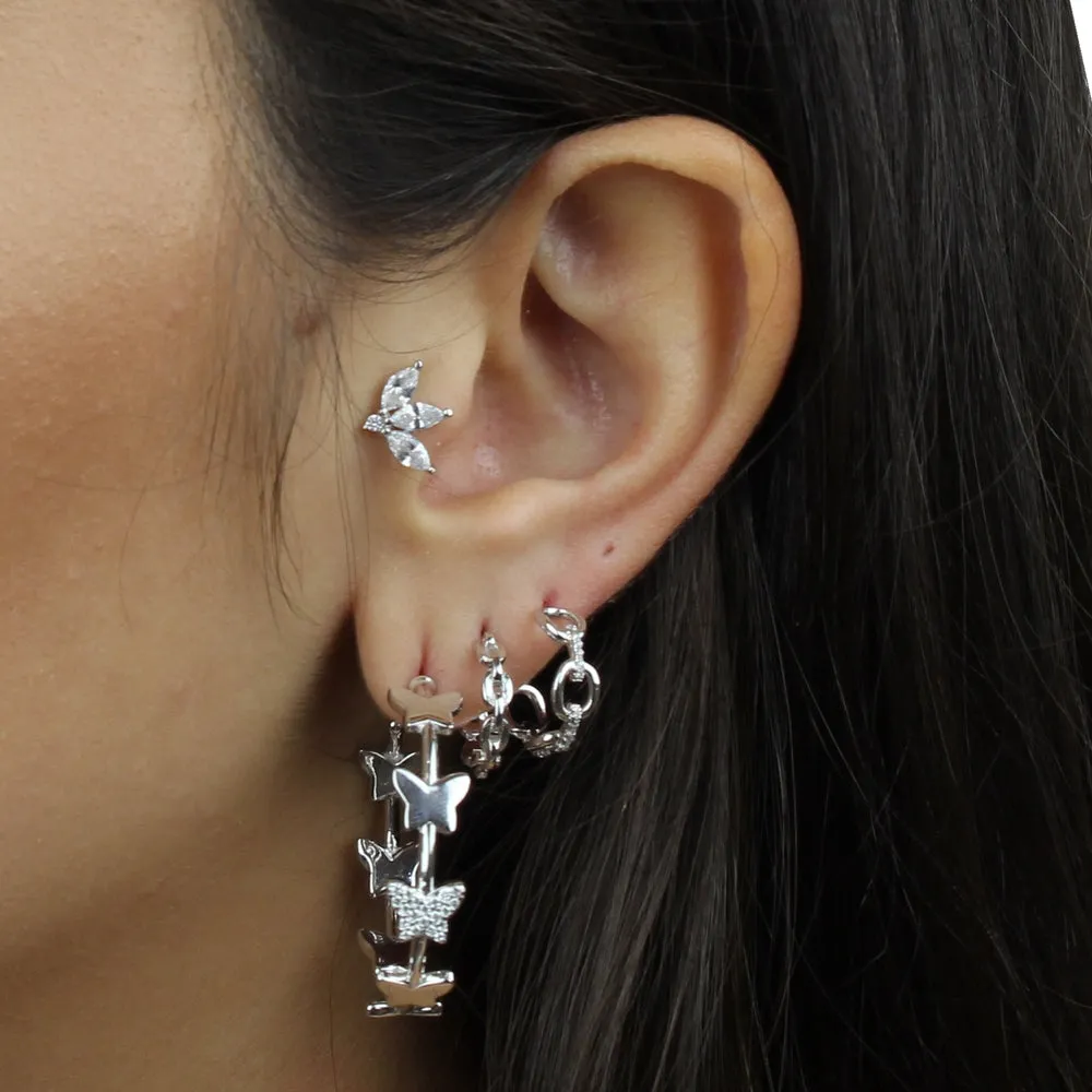 MINI CHAIN LINK HOOP EARRING