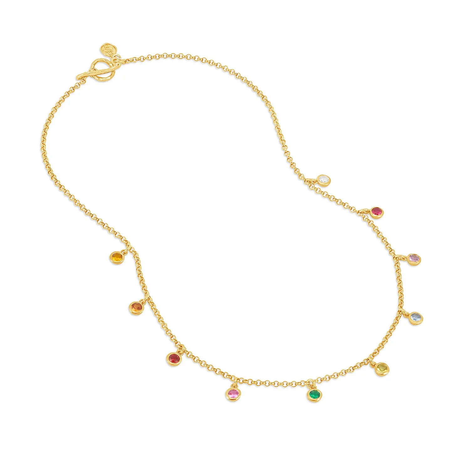 Mixed Gemstone Array Chain Necklace