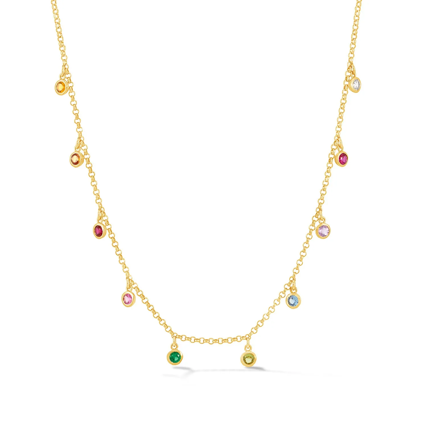 Mixed Gemstone Array Chain Necklace