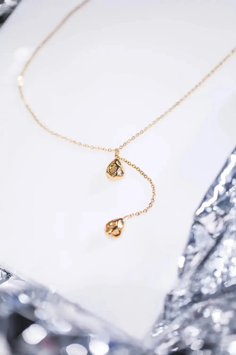 Molten Y-Necklace 14K Gold Plated