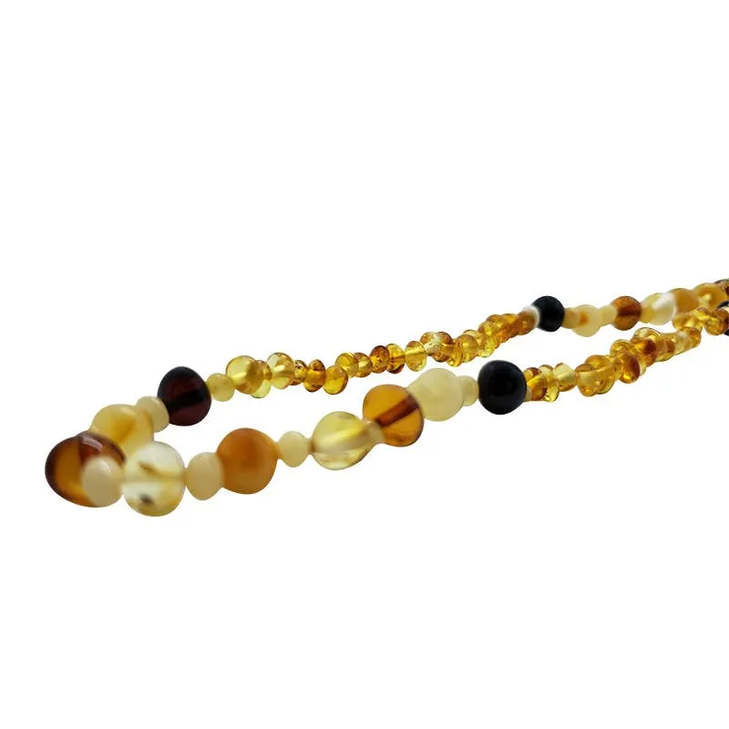 Multi-Color Amber | Beaded Necklace | 19 inches long