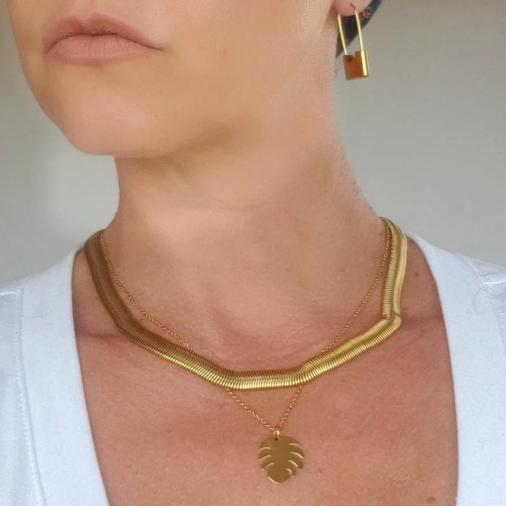 Nanda Monstera Charm Necklace