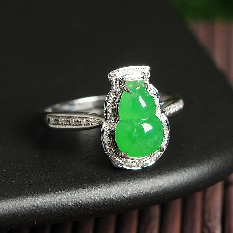 Natural Jade Ring Jadeite Gold Gourd Ring RG52