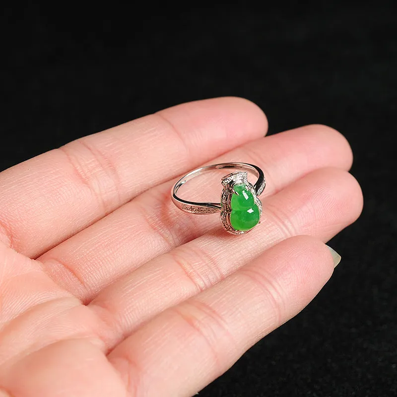 Natural Jade Ring Jadeite Gold Gourd Ring RG52