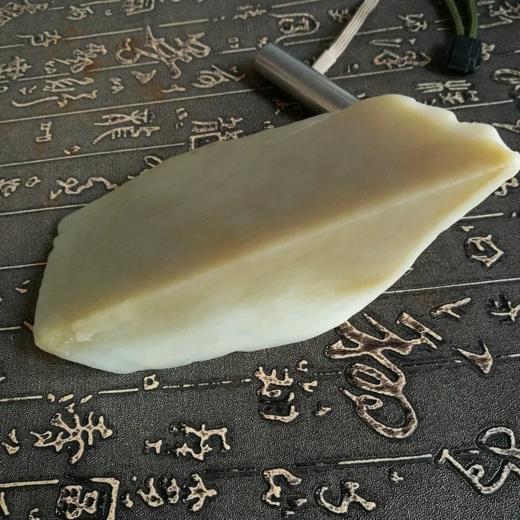 Natural Kunlun Jade Rough Nephrite Raw (603g, 14X7X4cm)