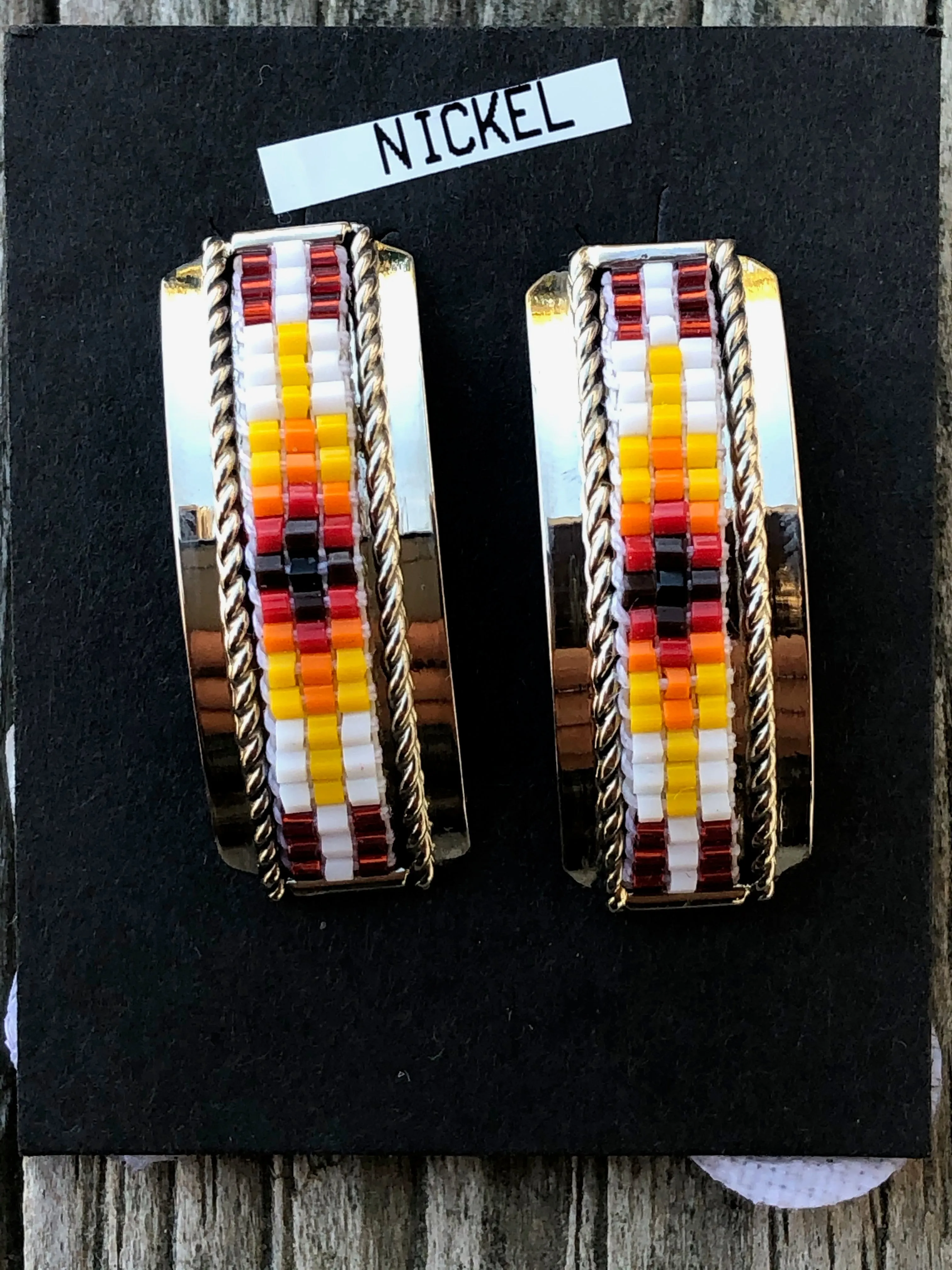 Navajo Nickel silver beaded stud post earrings