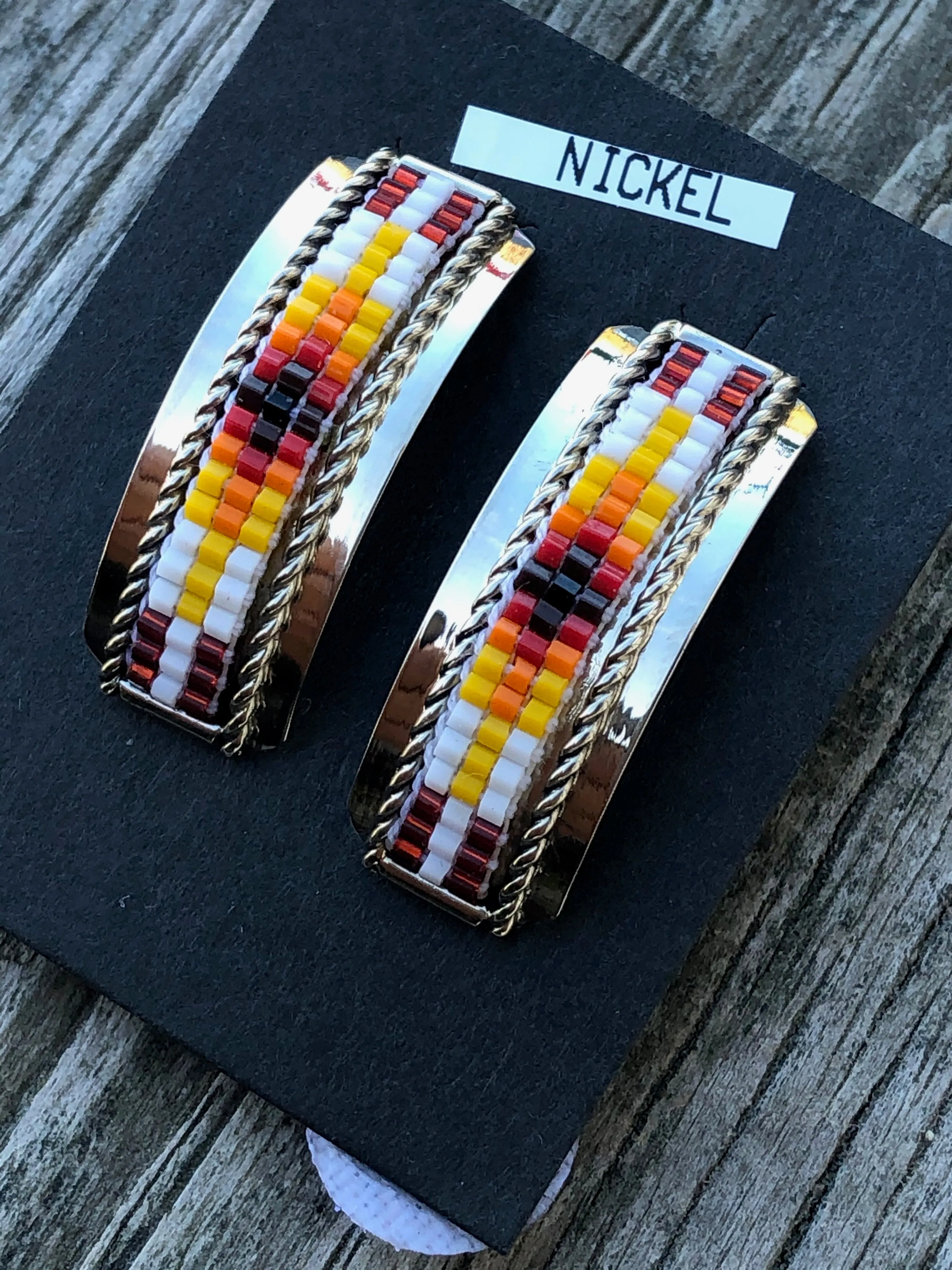 Navajo Nickel silver beaded stud post earrings