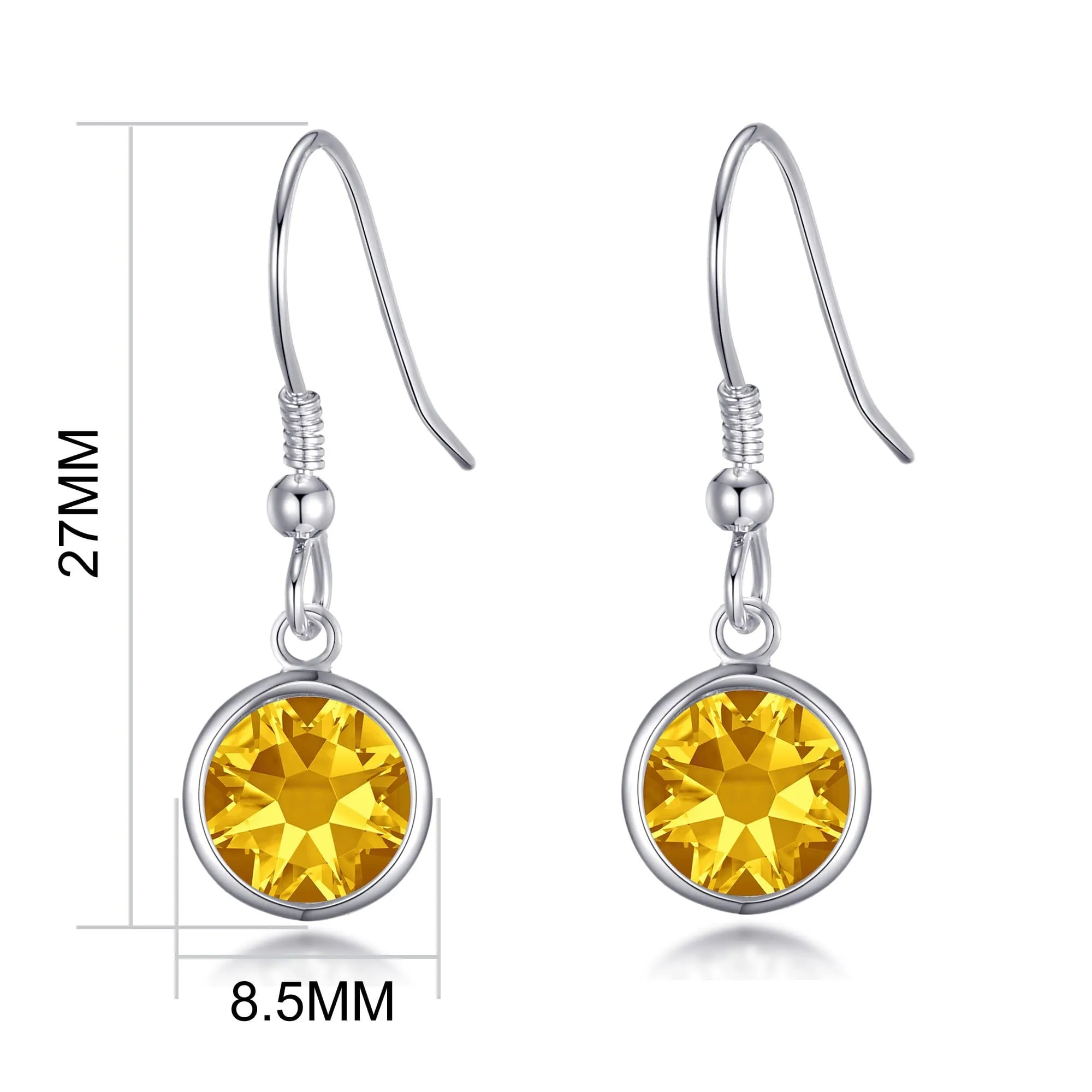 November Birthstone Drop Earrings Created with Topaz Zircondia® Crystals