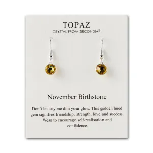 November Birthstone Drop Earrings Created with Topaz Zircondia® Crystals