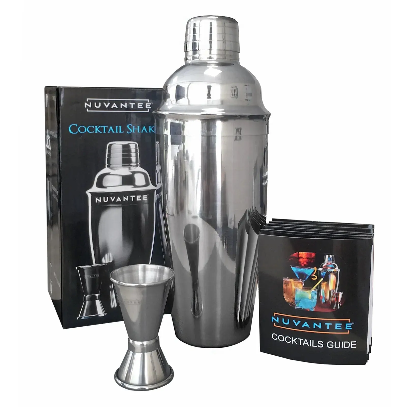 Nuvantee 3 Piece Cocktail Shaker Set Stainless Steel 700ml