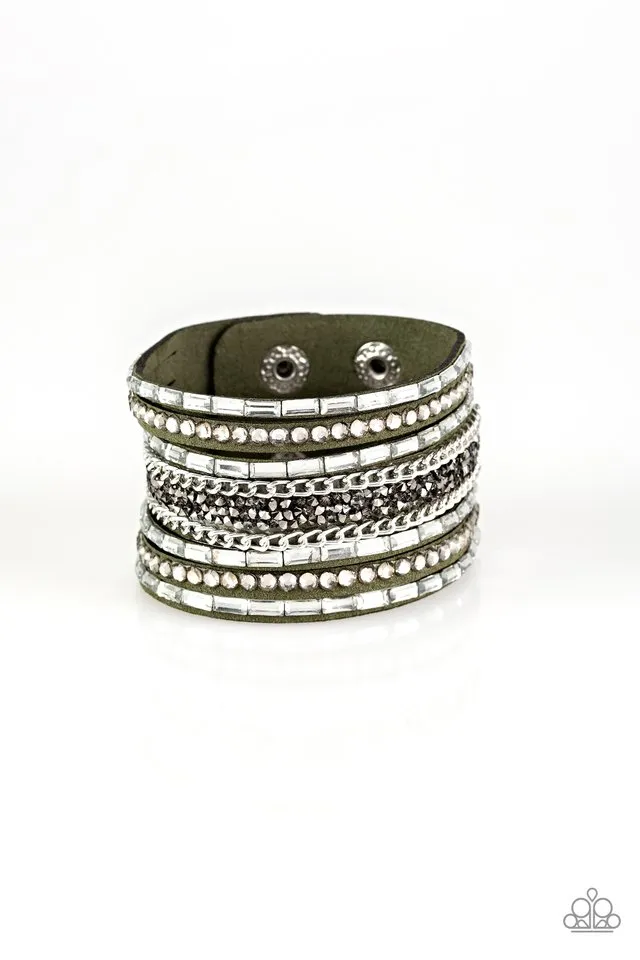 Paparazzi Bracelet ~ Rhinestone Rumble - Green