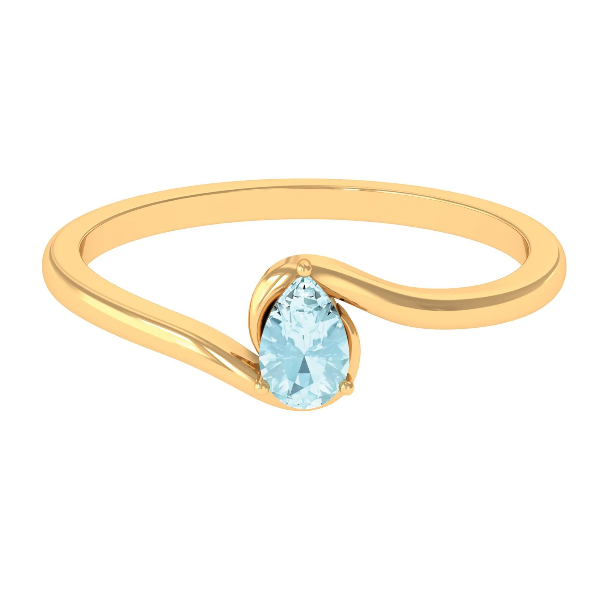 Pear Cut Sky Blue Topaz Solitaire Bypass Ring