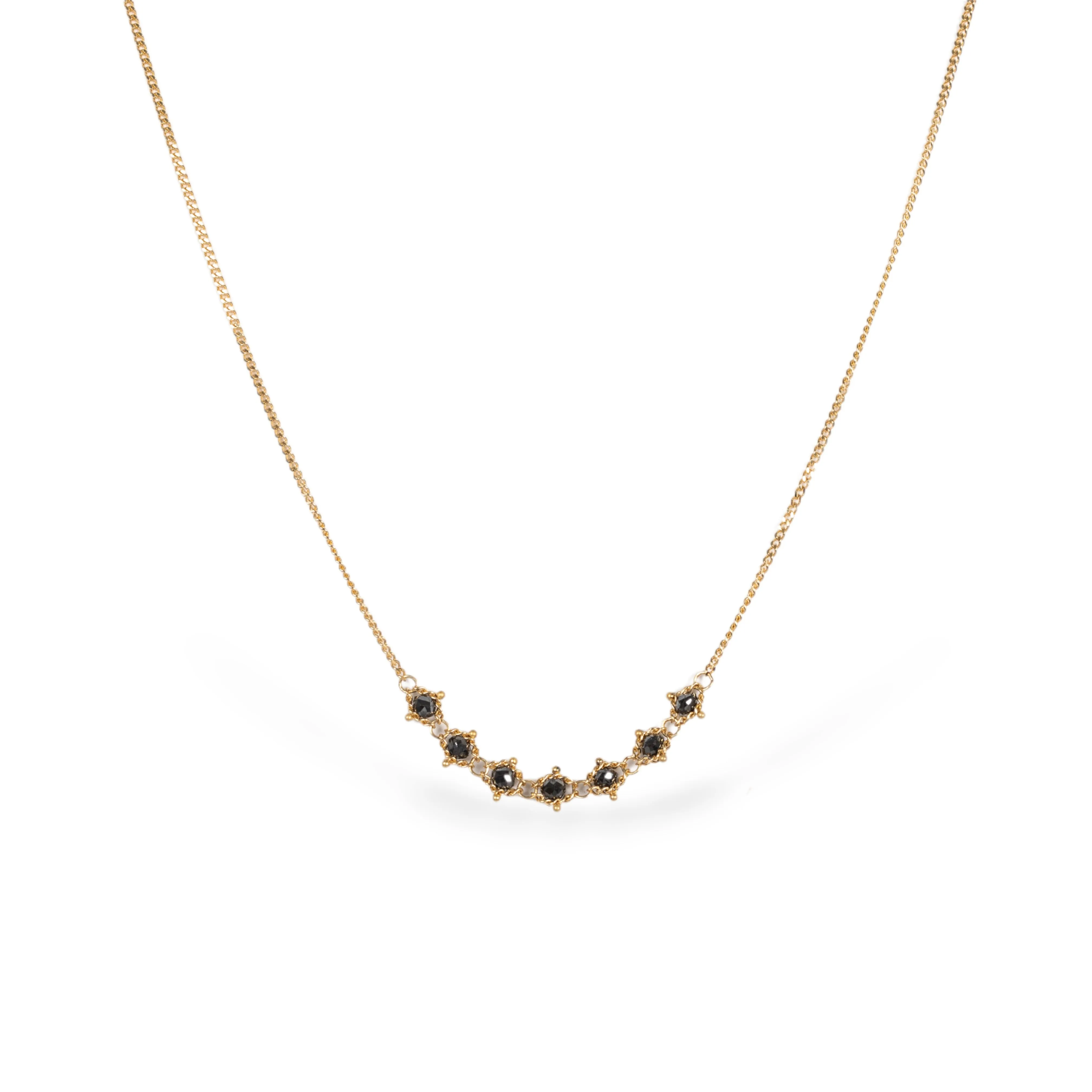 Petite Textile Row Necklace in Black Diamond