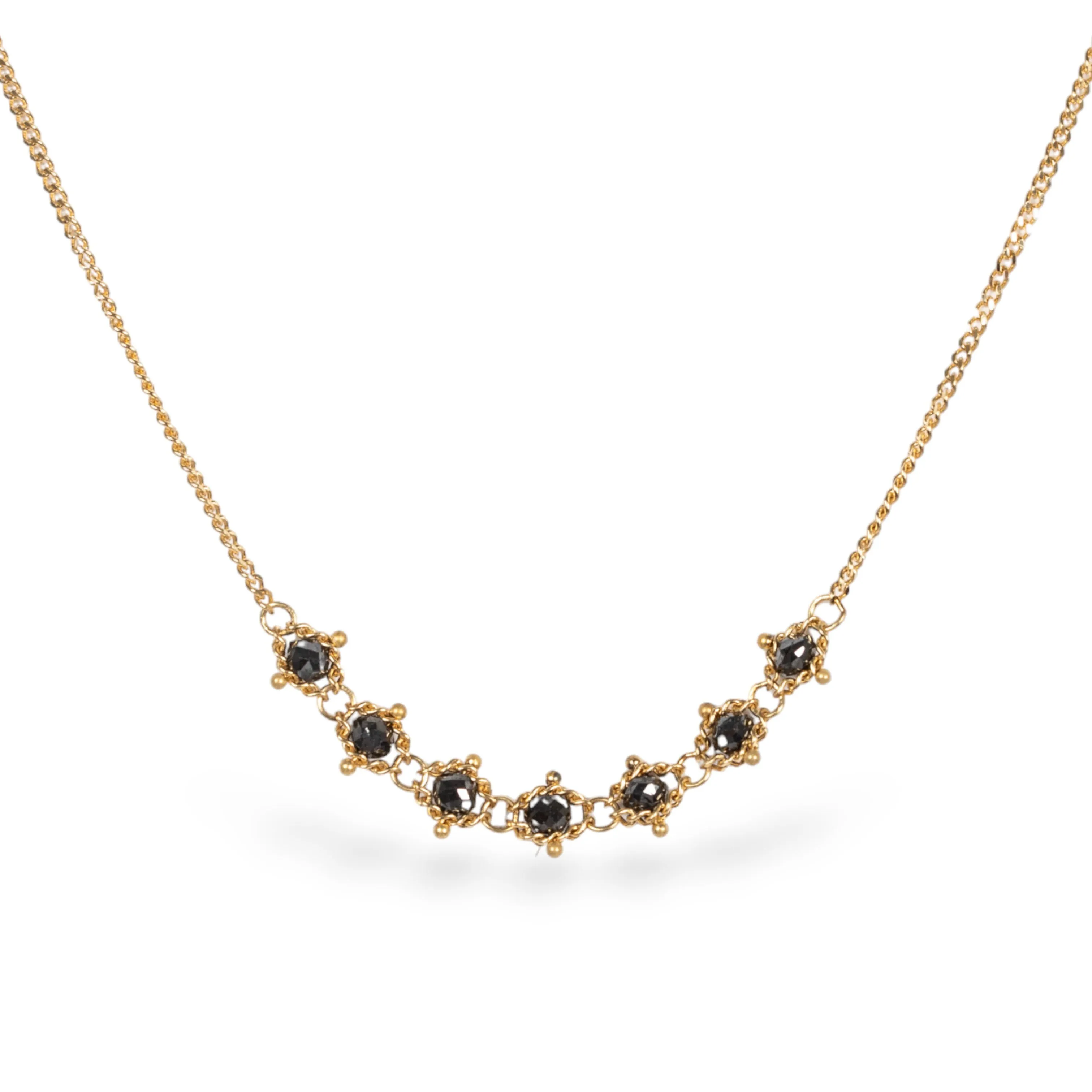 Petite Textile Row Necklace in Black Diamond