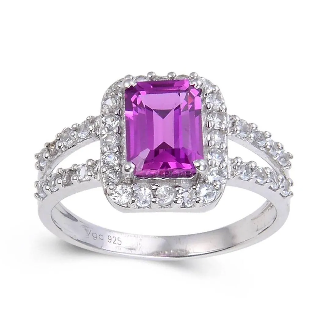 Purple Sapphire Split Band Octagon Ring