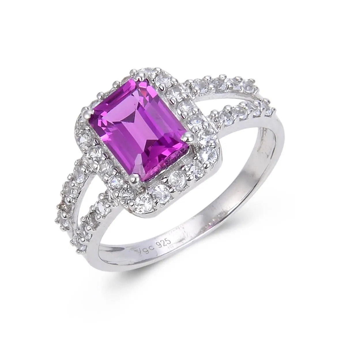 Purple Sapphire Split Band Octagon Ring