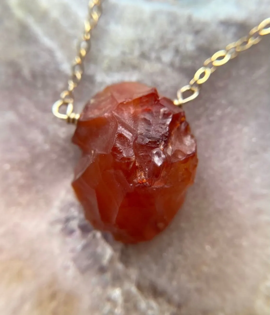 Raw Carnelian Necklace - Crystal Necklace - Carnelian Jewelry - Sacral Chakra Necklace - Gift For Her