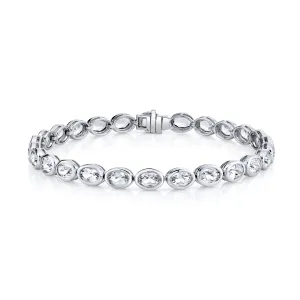 READY TO SHIP MEN'S WHITE TOPAZ OVAL BEZEL TENNIS BRACELET