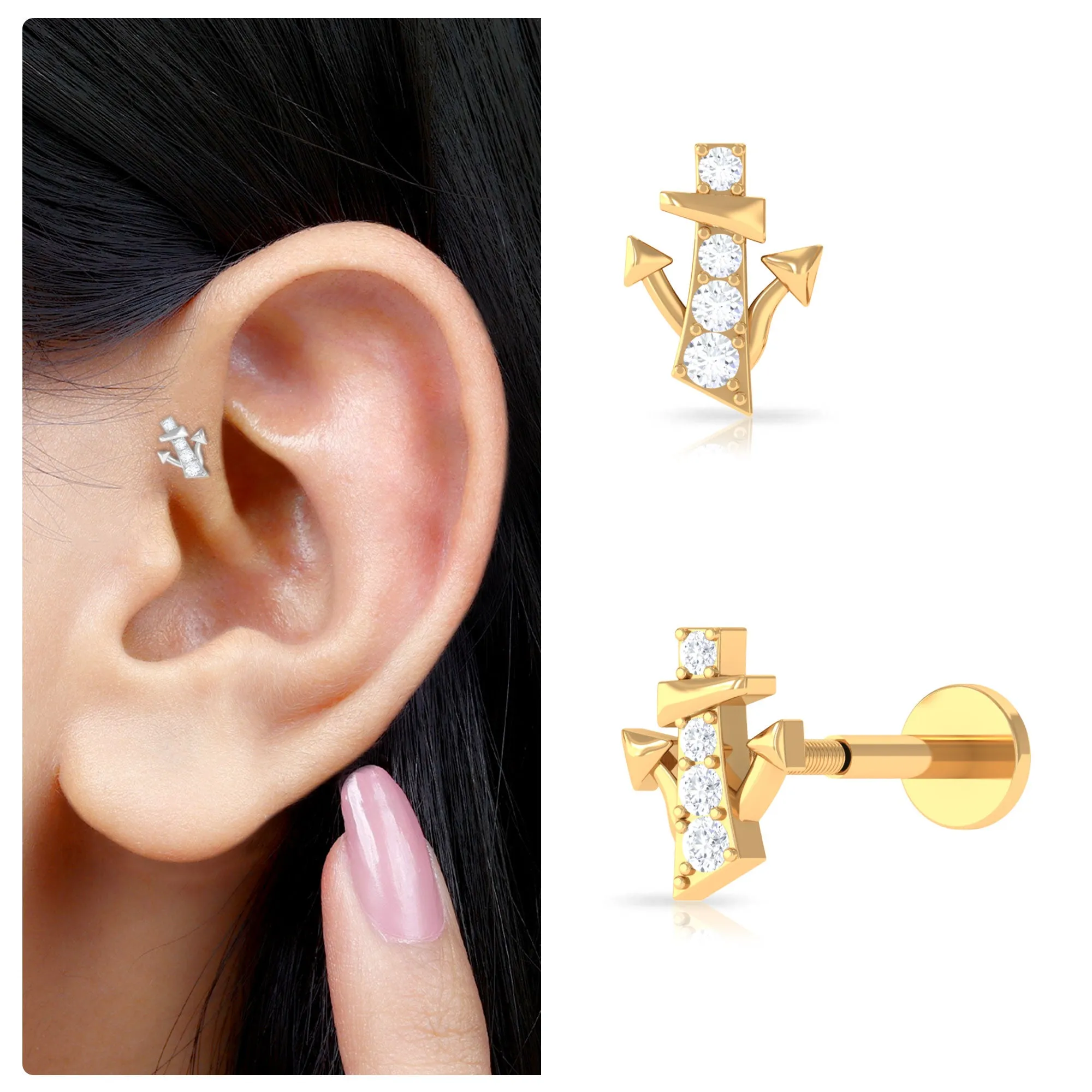 Real Diamond Quirky Earring for Tragus Piercing