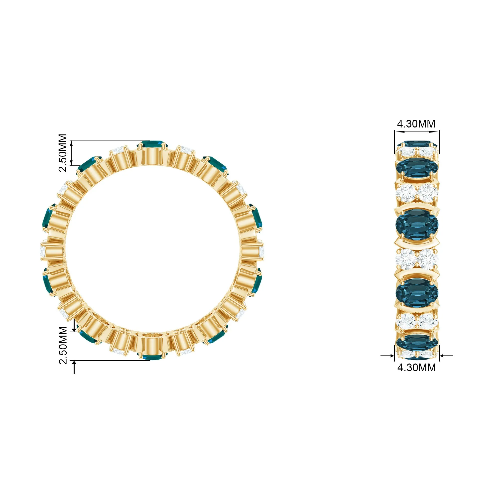 Real London Blue Topaz and Diamond Eternity Ring